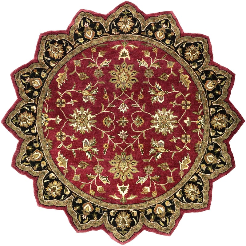 Livabliss Crowne Traditional Border Area Rug - Burgundy - 8' x 8' - N/A
