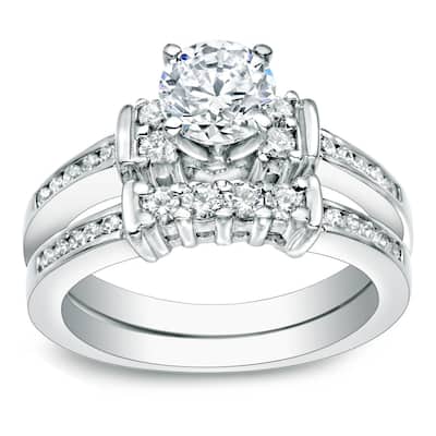Auriya 1ct TDW Round Diamond Engagement Ring Set 14k Gold