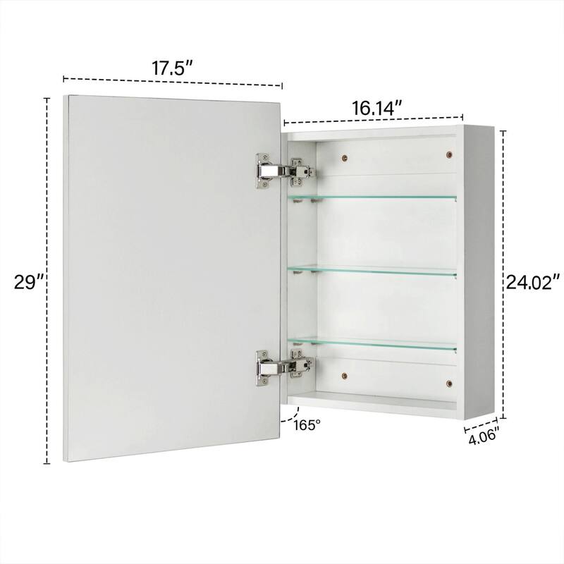 TEHOME Velin Recessed and Surface Mount Bathroom Medicine Cabinet with Mirror Square Cornered Metal Framed Rounded Rectangle