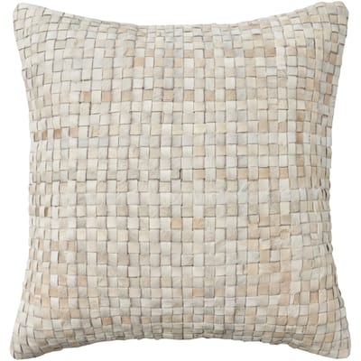 Mina Victory Natural Leather Hide Geometric Throw Pillow