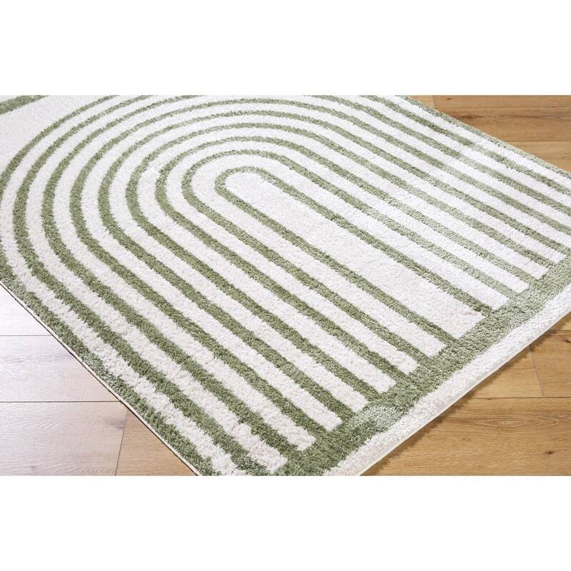 Livabliss Scandinavian Fossay Shag Stripe Washable Area Rug