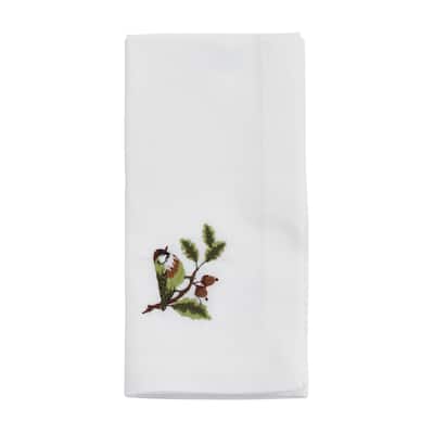 Embroidered Table Napkins With Bluebird Design (Set of 4) - 20"x20"