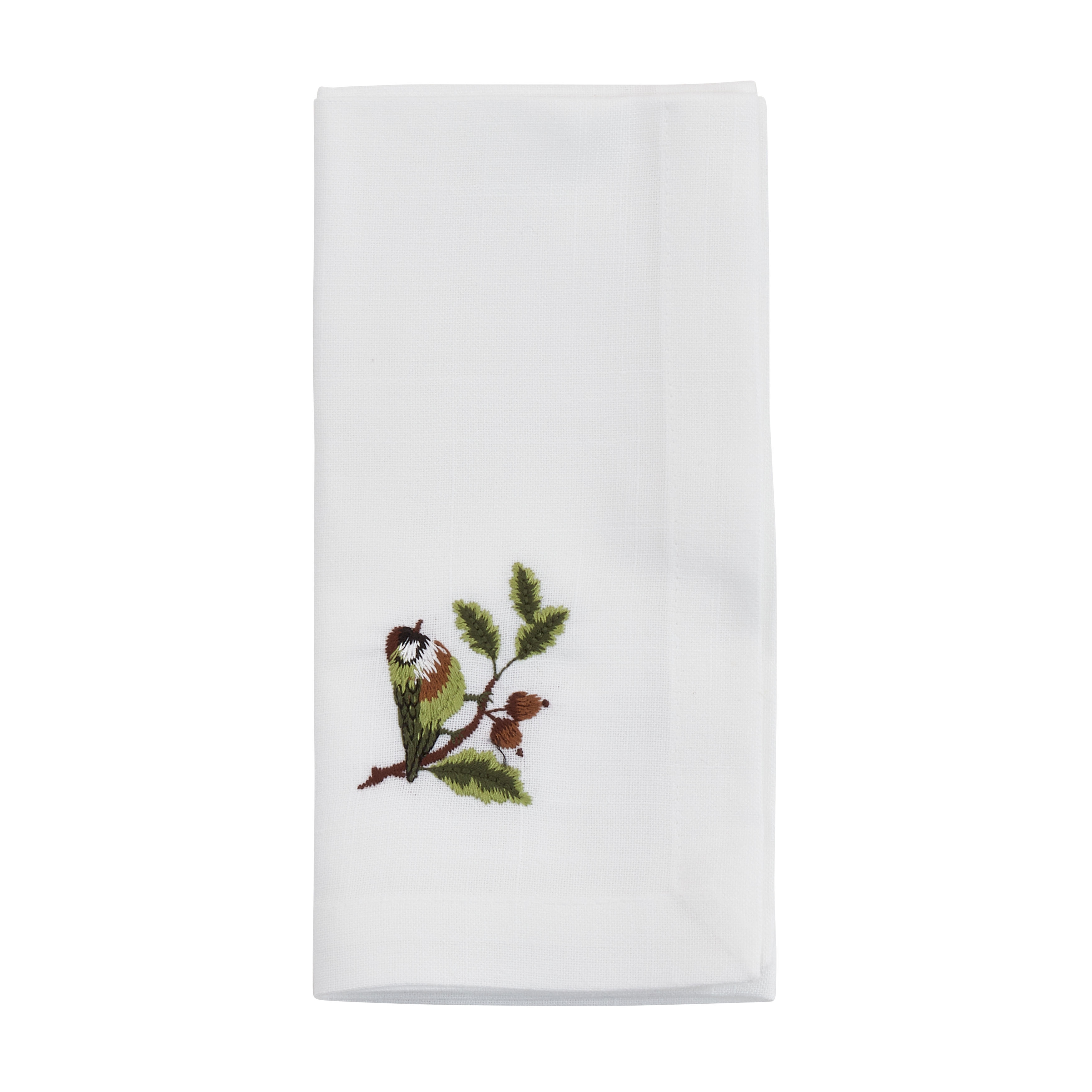 Embroidered Table Napkins With Bluebird Design (Set of 4) - 20"x20"