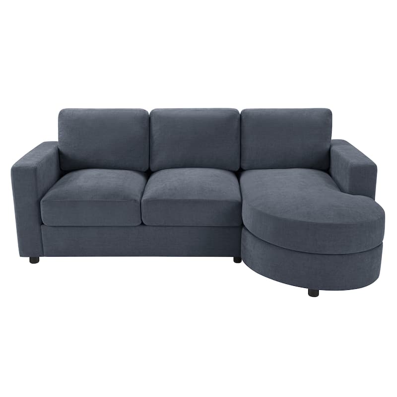 Modern L-Shaped Sofa with Curved Chaise, USB Charging Ports & Storage Pockets for Small Space