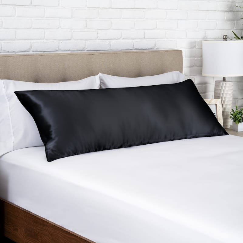 Bare Home Mulberry Silk Body Pillowcase, 19 Momme Silk - Black