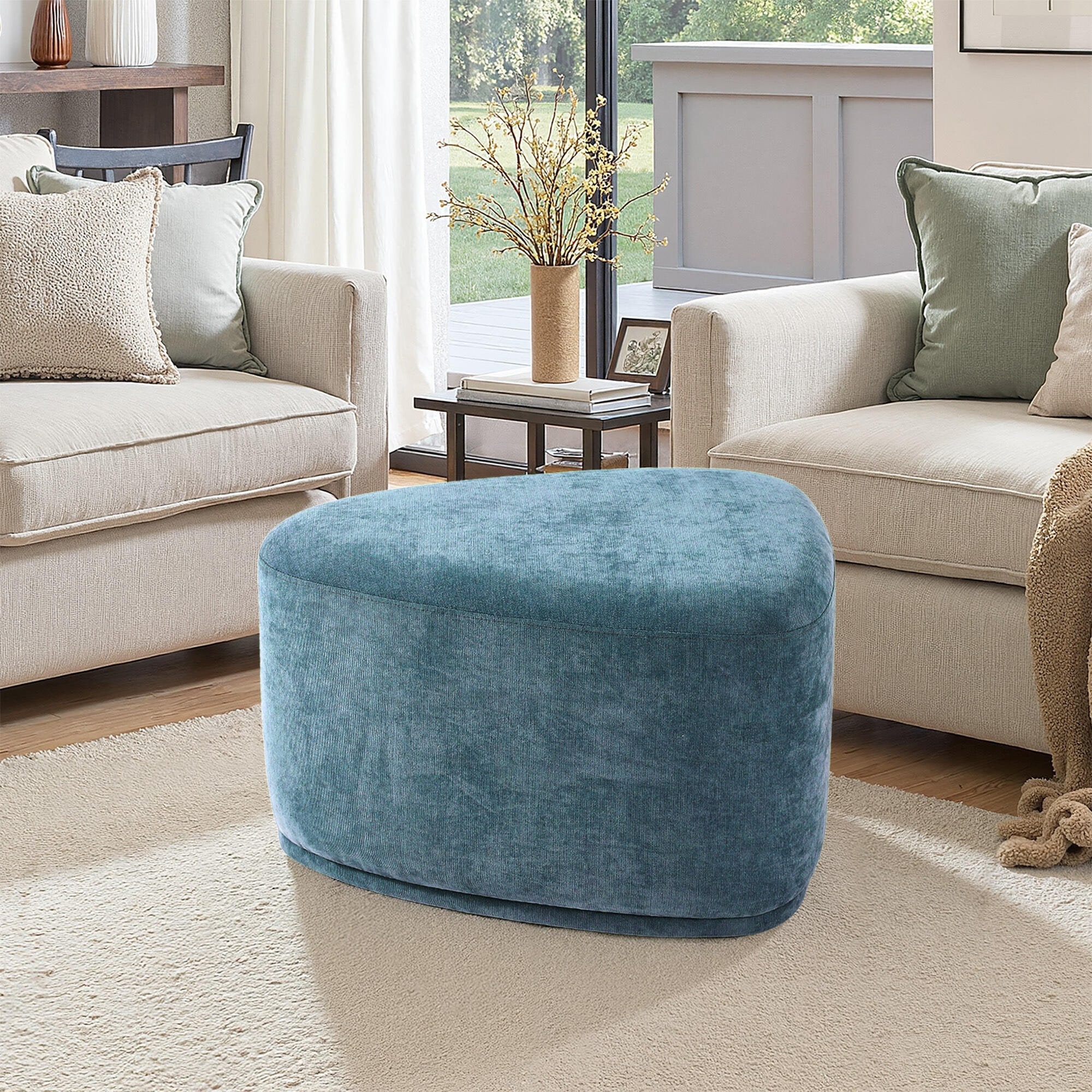 Modern Triangular Upholstered Accent Ottoman