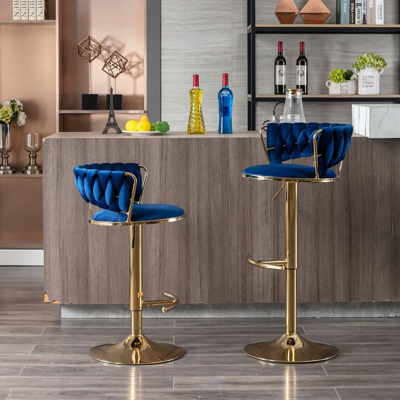 Height Adjustable Bar Stool with Footrest,Set of 2