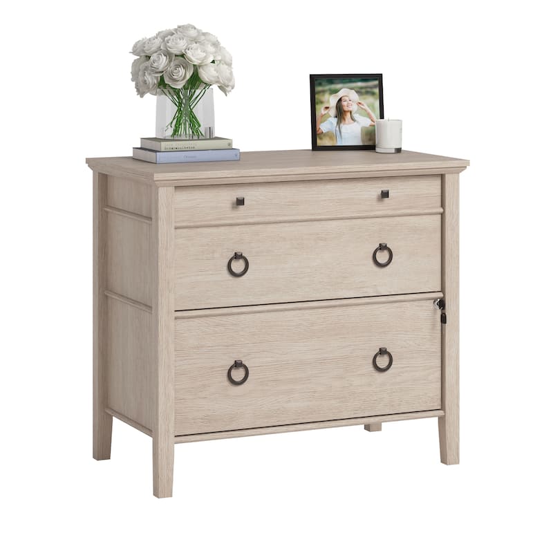 Wood Lateral File with Sophisticated Design, Brown