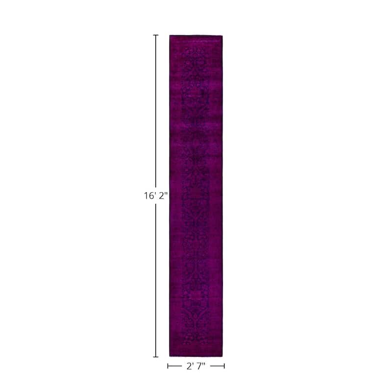 Overton Hand Knotted Wool Vintage Inspired Modern Contemporary Overdyed Pink Runner Rug - 2' 7" x 16' 2"