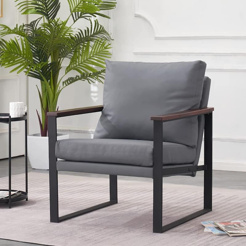 MCombo set of 2 Modern Accent Chair with Upholstered Cushion, Faux Leather HQ304