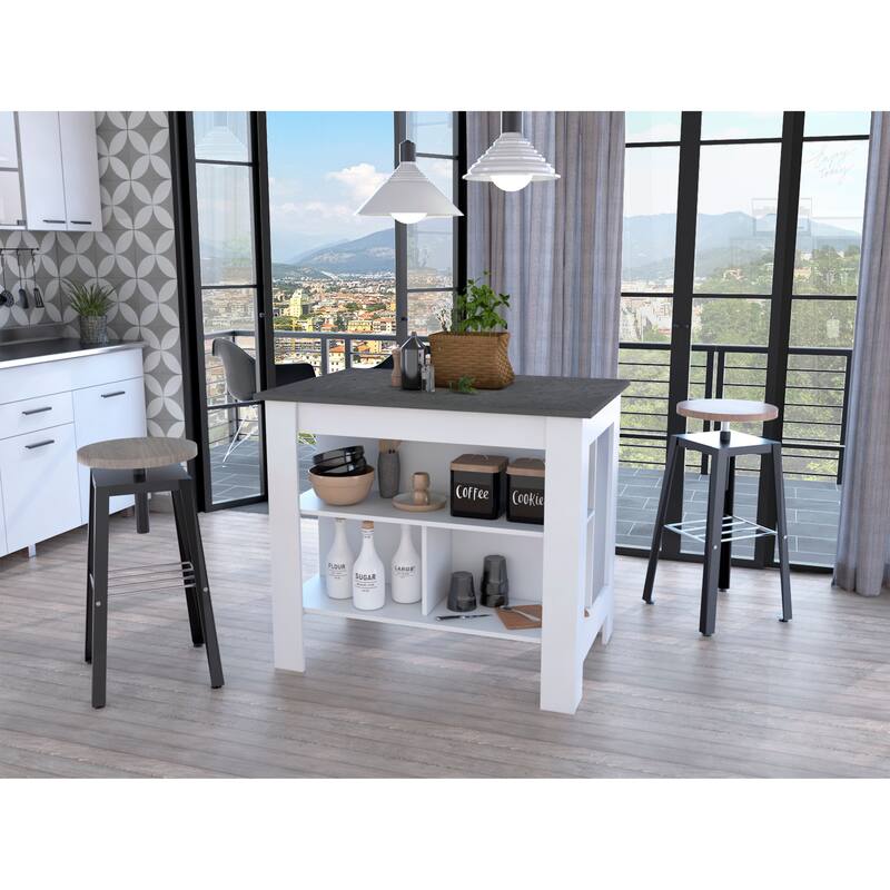 Rockaway 3-Shelf Kitchen Island