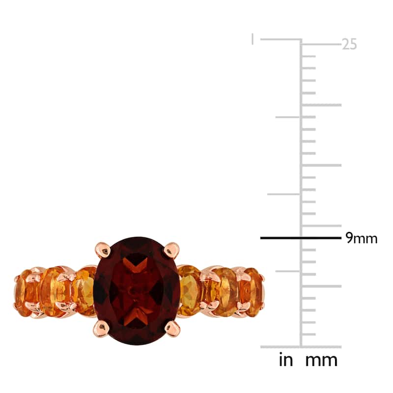 Miadora 3ct TGW Garnet Madeira Citrine Ring in Rose Plated Sterling Silver