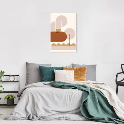 Wynwood Studio Canvas Abstract Version of a Platten Machine Brown and Mid-Century Modern Wall Art Canvas Print