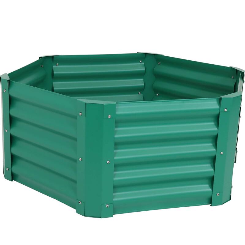 HomeRoots 16" X 41" Green Steel Hexagon Planter Box