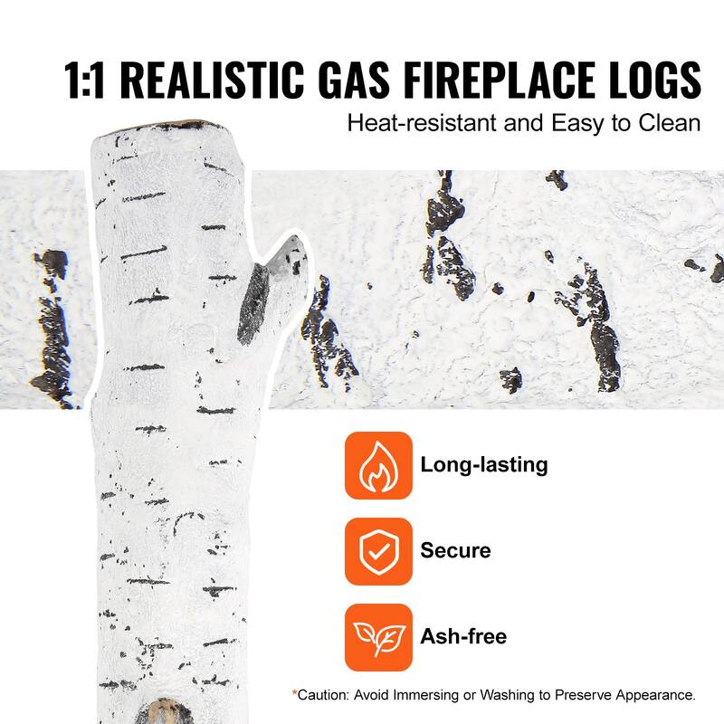 Logs, Gas Fireplace Ceramic Logs for Fire place, Heat-Resistant Wood Log Gas Realistic Logs, Stackable Wood Branches