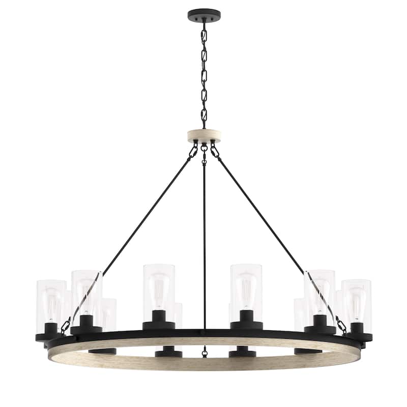 12-light Farmhouse Wagon Wheel Chandelier - 42