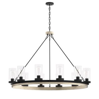 12-light Farmhouse Wagon Wheel Chandelier - 42
