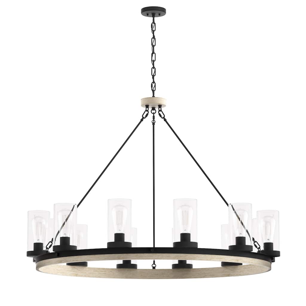 12-light Farmhouse Wagon Wheel Chandelier - 42