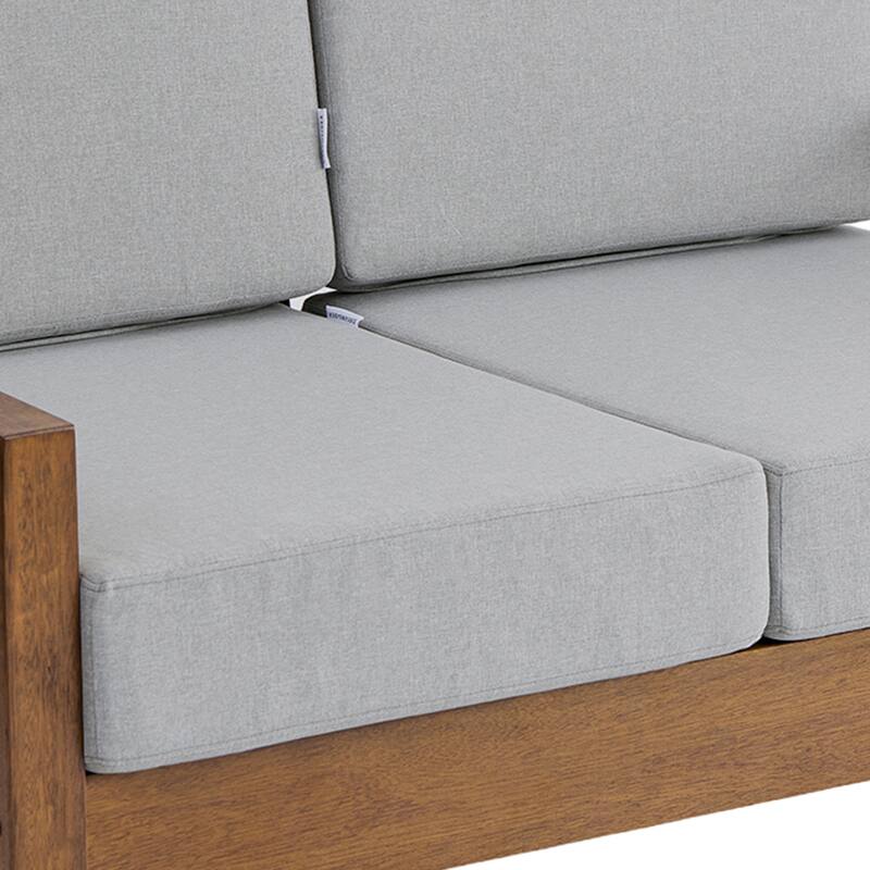 Oversize Teak Wood Loveseat Armchair Outdoor Patio Conversation Set with Cushion