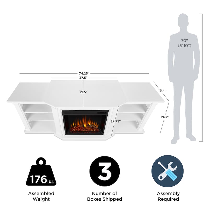 Valmont 74" Electric TV Stand Fireplace by Real Flame
