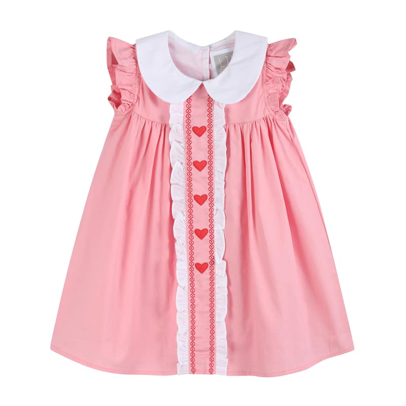 Lil Cactus Pink and Red Heart Valentine Ruffle Dress