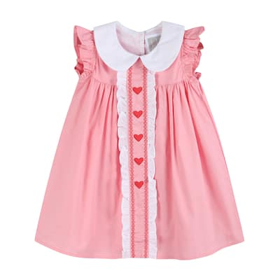 Lil Cactus Pink and Red Heart Valentine Ruffle Dress