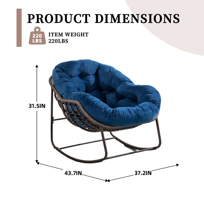 Outdoor rattan rocking chair, padded penguin rocking chair,lounge chair Outdoor for Front Porch,Living Room,Patio,Garden