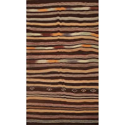 Hand Woven Oriental 100% Wool Carpet Southwestern Tribal Brown Kilim Area Rug - 7' 11'' X 4' 9''