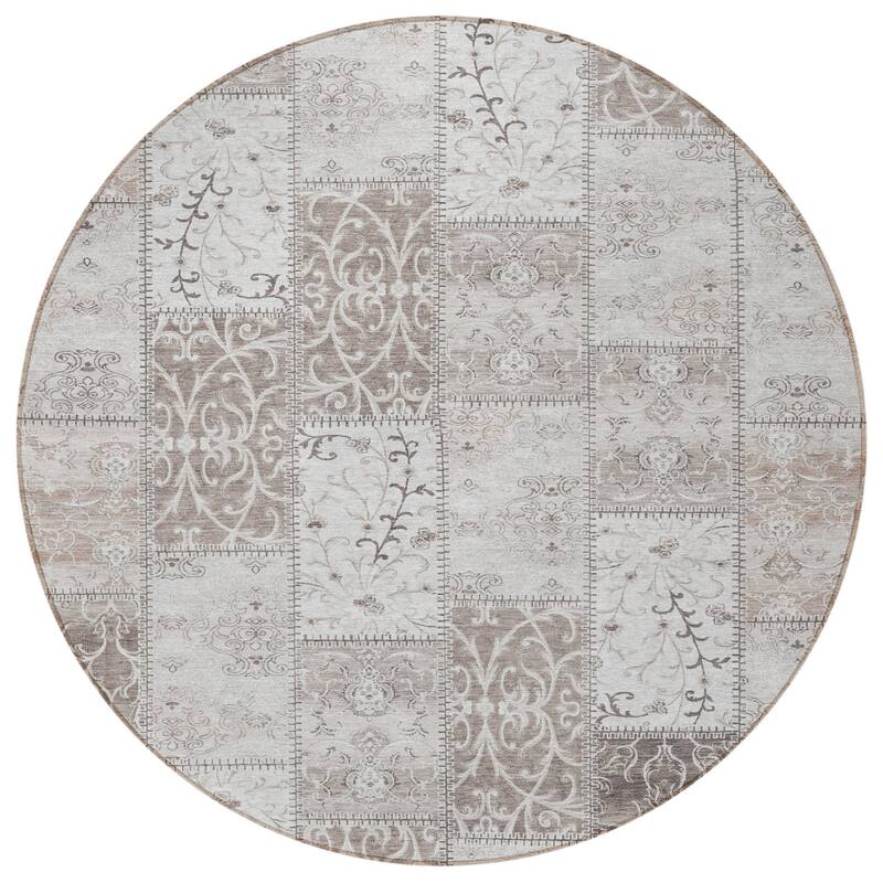 Alnalo Patchwork Weather Resistant Versatile Elegance Round Outdoor Rug - 8' Round