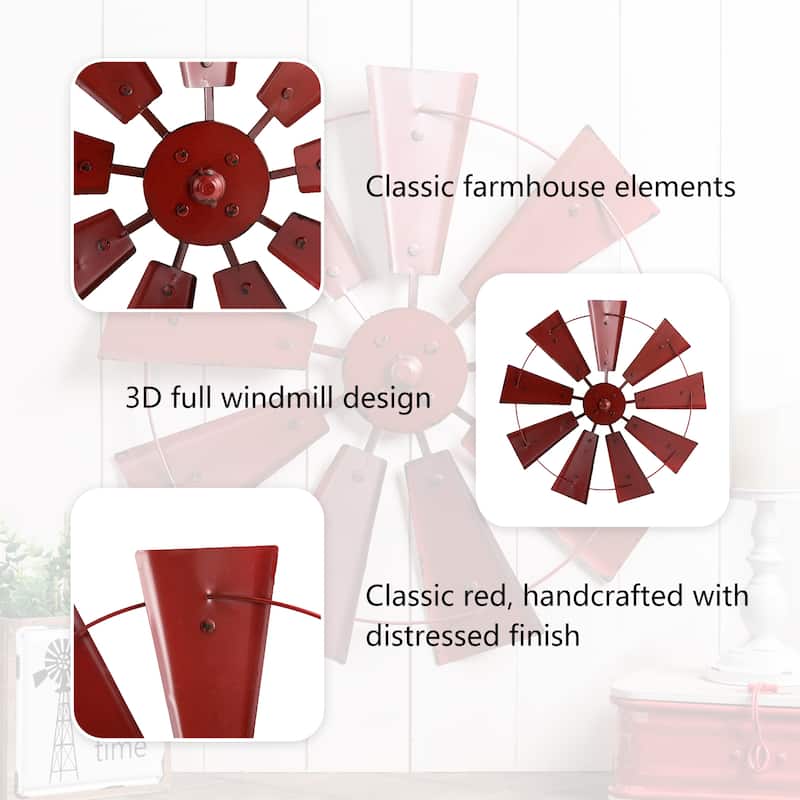 22"D Vintage Farmhouse Metal Wind Spinner Wall Decor by Glitzhome