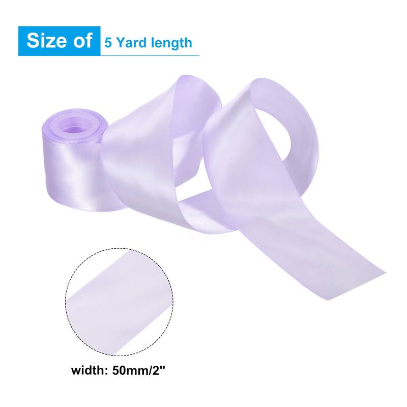 2" 5 Yard Double Faced Solid Satin Ribbon Polyester Fabric - Light Purple