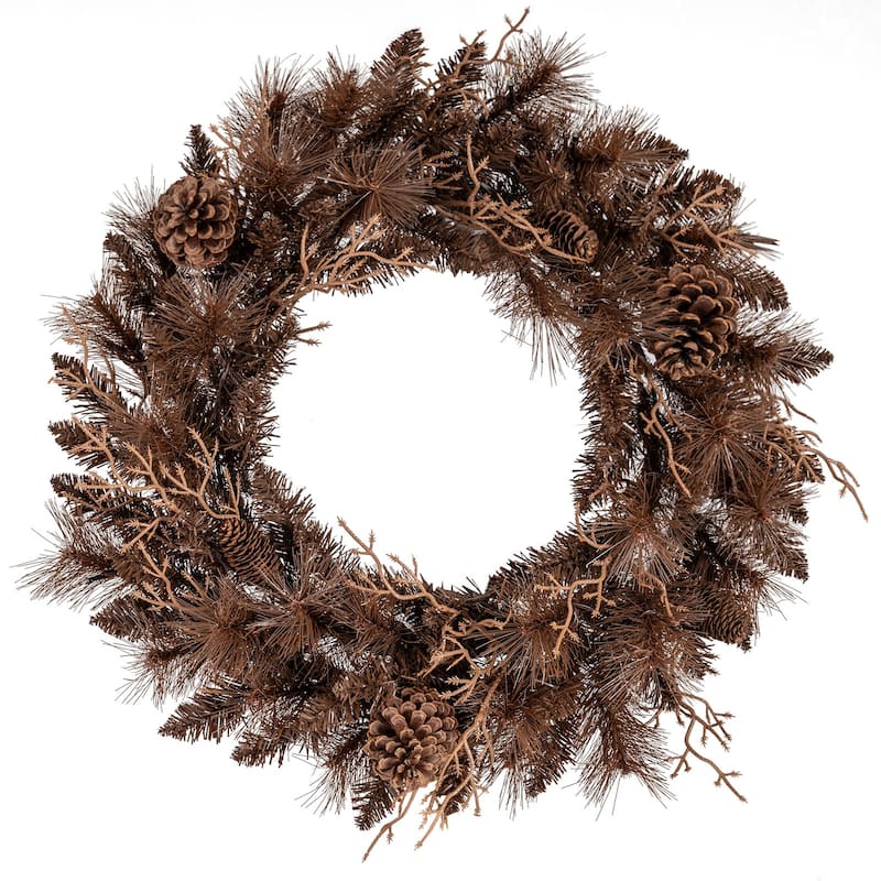 Costway 1/2 PCS 24" Pre-lit Christmas Wreath Front Door Artificial