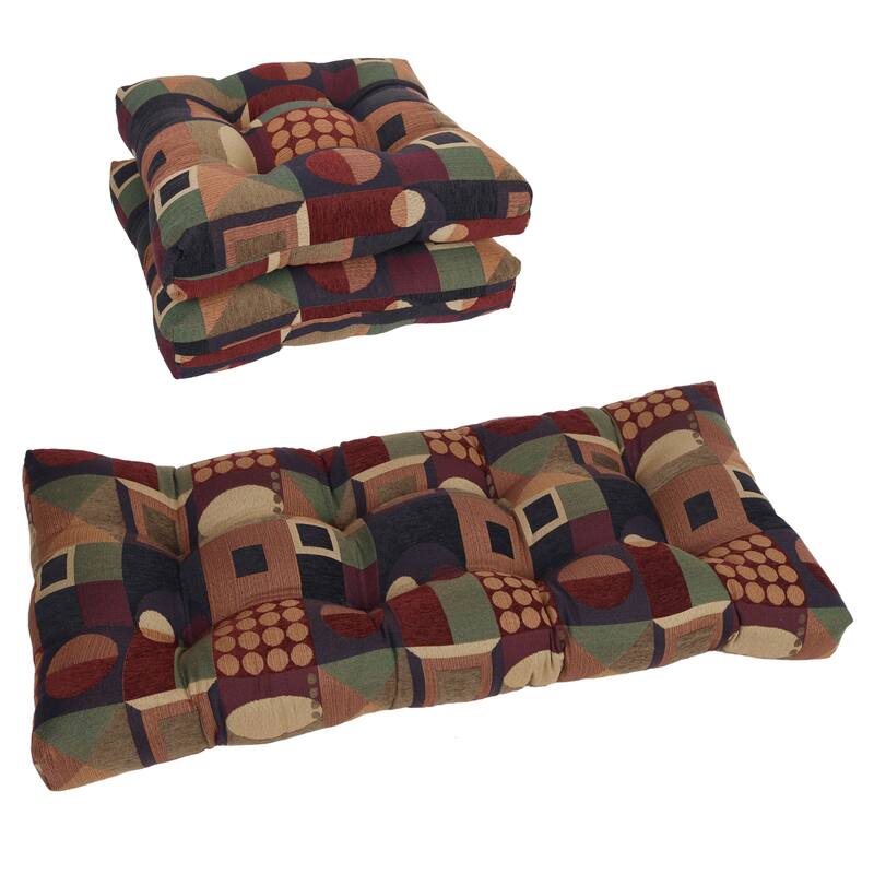 Jacquard Chenille Tufted Settee Cushions (Set of 3) - Kaleidoscope