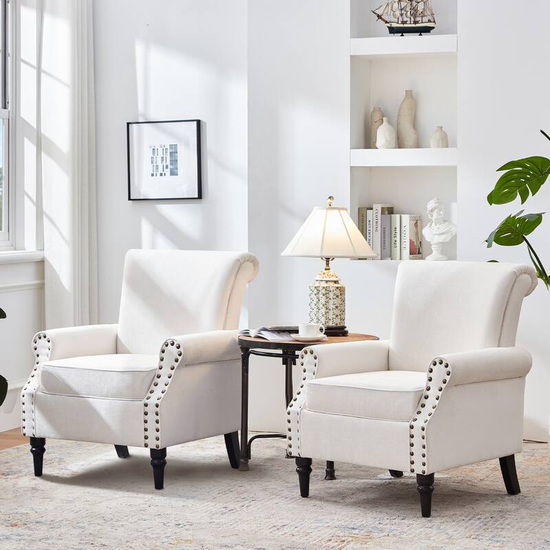 Classic Upholstered Accent Chair Set of 2