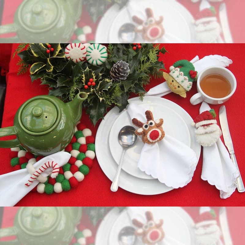 Christmas Felt Trivet and 4-piece Coasters Set