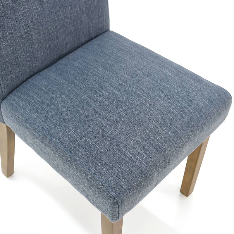Parsons Dining Chairs with Linen Upholstery and Solid Wood Legs