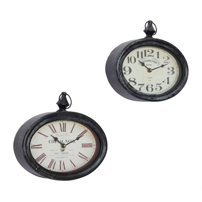 Cream Metal Pocket Watch Style Decorative Wall Clock (Set of 2)