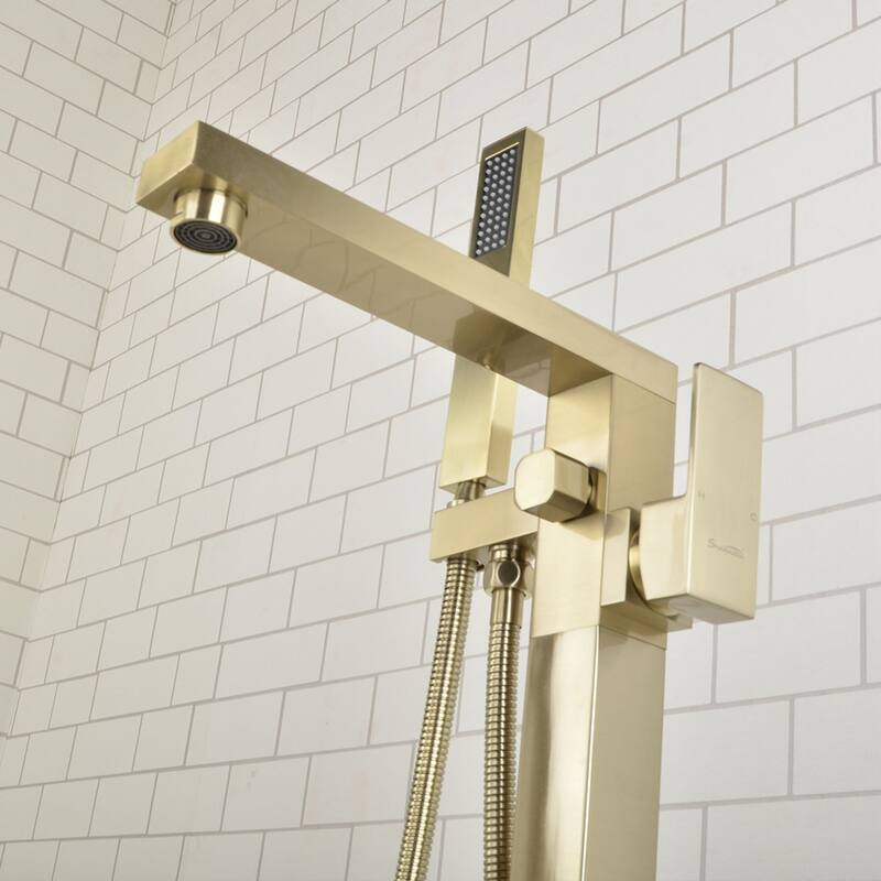 Single Handle Floor Mounted Freestanding Tub Filler with Handshower