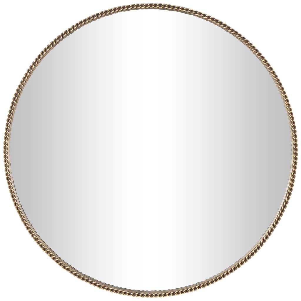 Metal Room Wall Mirror with Linked Chain Frame - Gold - Roche River Decor
