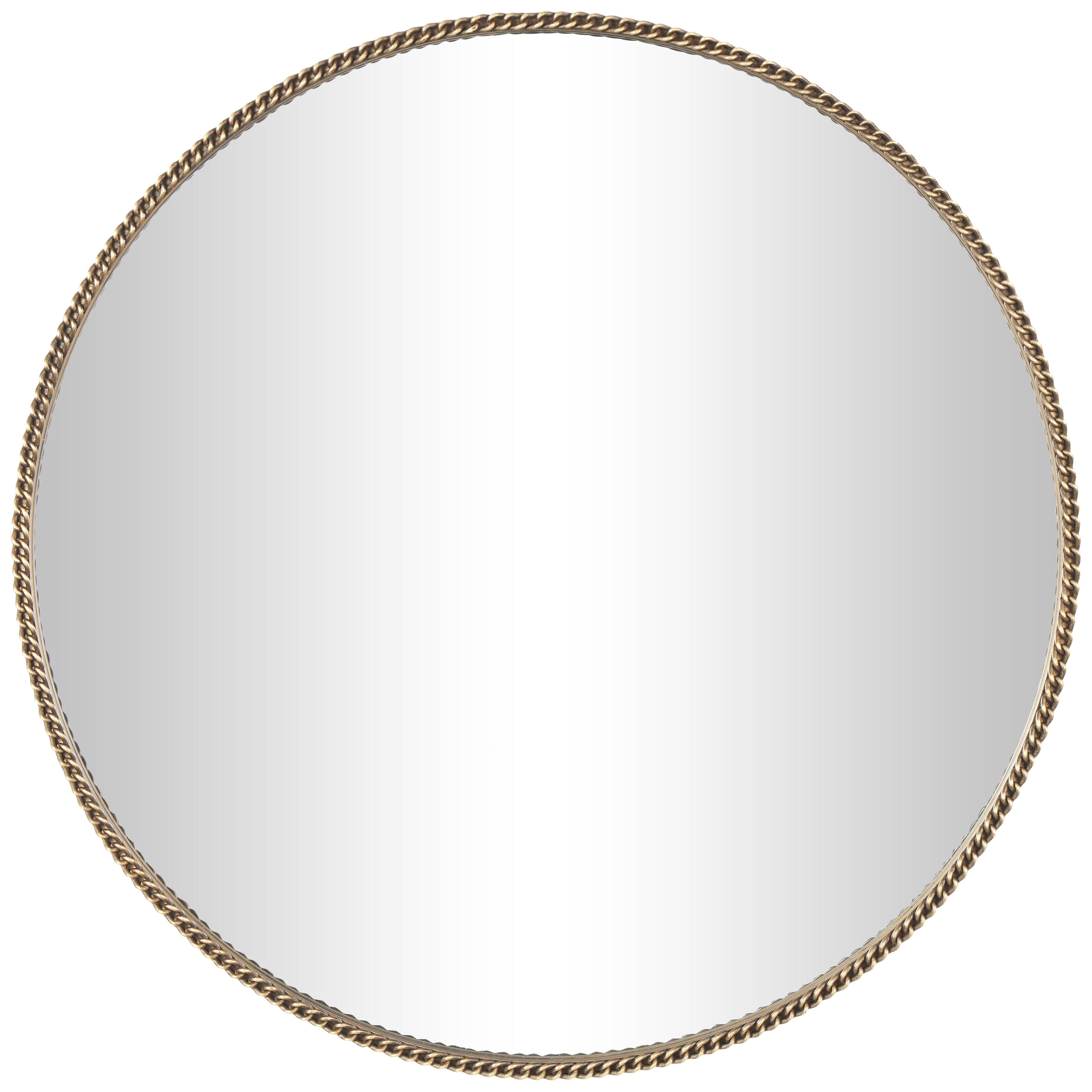 Metal Room Wall Mirror with Linked Chain Frame - Gold - Roche River Decor