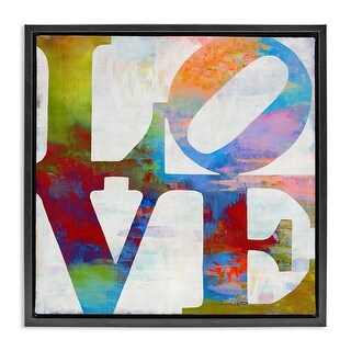 Stupell Love Rainbow Background Typography Framed Floater Canvas Wall ...