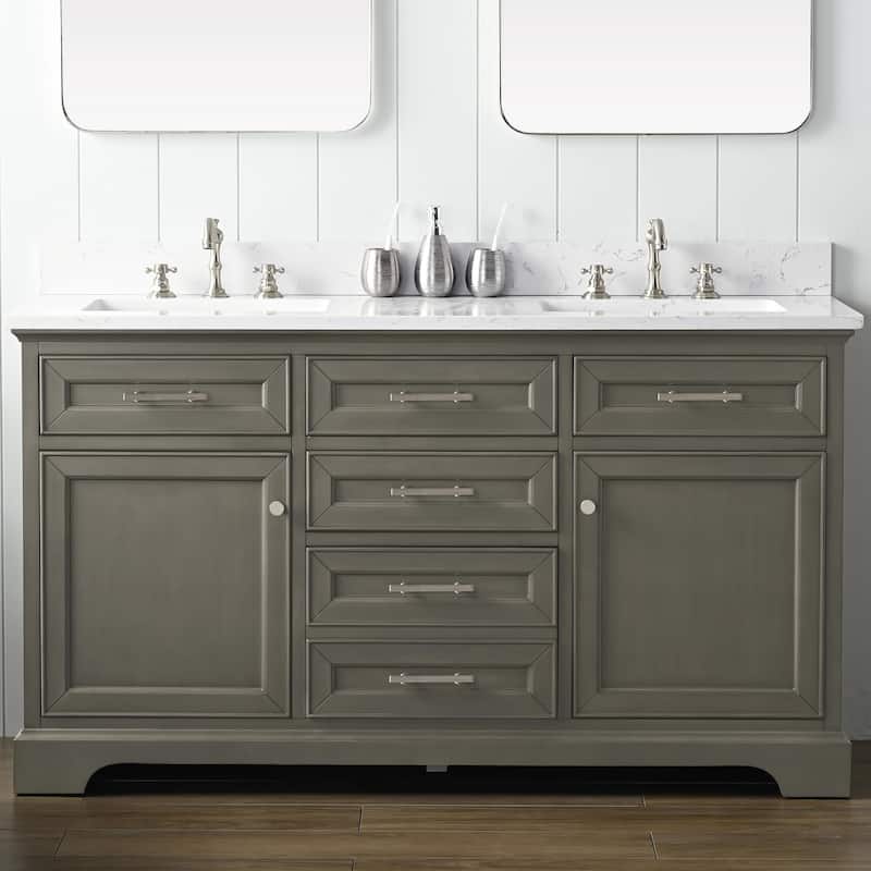 Sudio Design Thompson 60" Double Bathroom Vanity - 60-inch Double Sink - Silver Gray