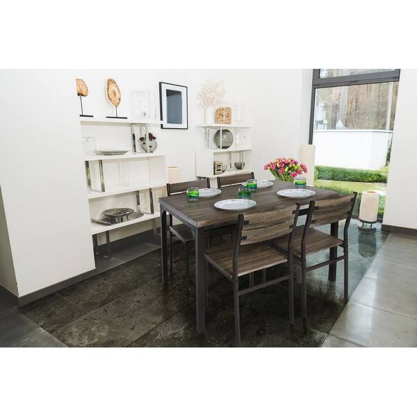 Zenvida 5 Piece Dining Set Rustic Grey Wooden Kitchen Table And 4 Chairs On Sale Overstock 21803691
