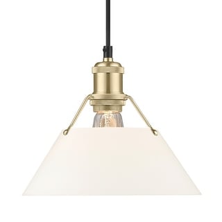 Yep by Golden Lighting Orwell 1-light 10in Pendant in Brushed Champagne Brass and Opal Glass - Gold