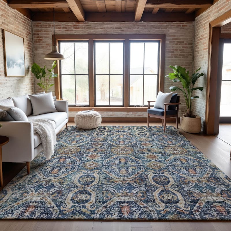 Premium Washable Super Soft Traditional Jane Mayfield Rug - Denim - 2'6" x 3'10"