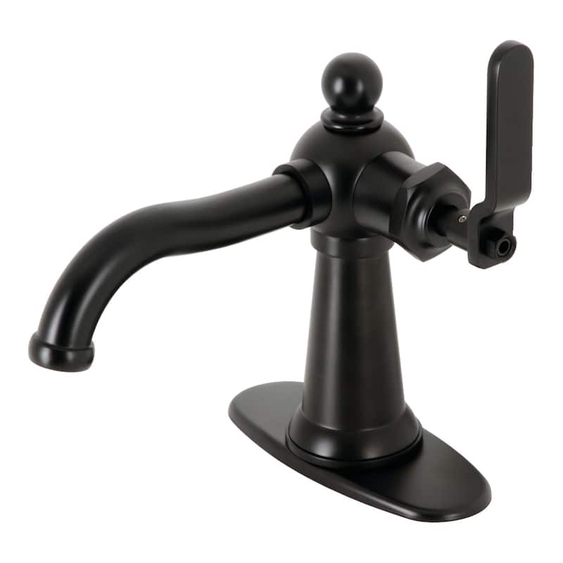 Kingston Brass Knight Single-Handle 1-Hole Deck Mount Bathroom Faucet with Push Pop-Up and Deck Plate