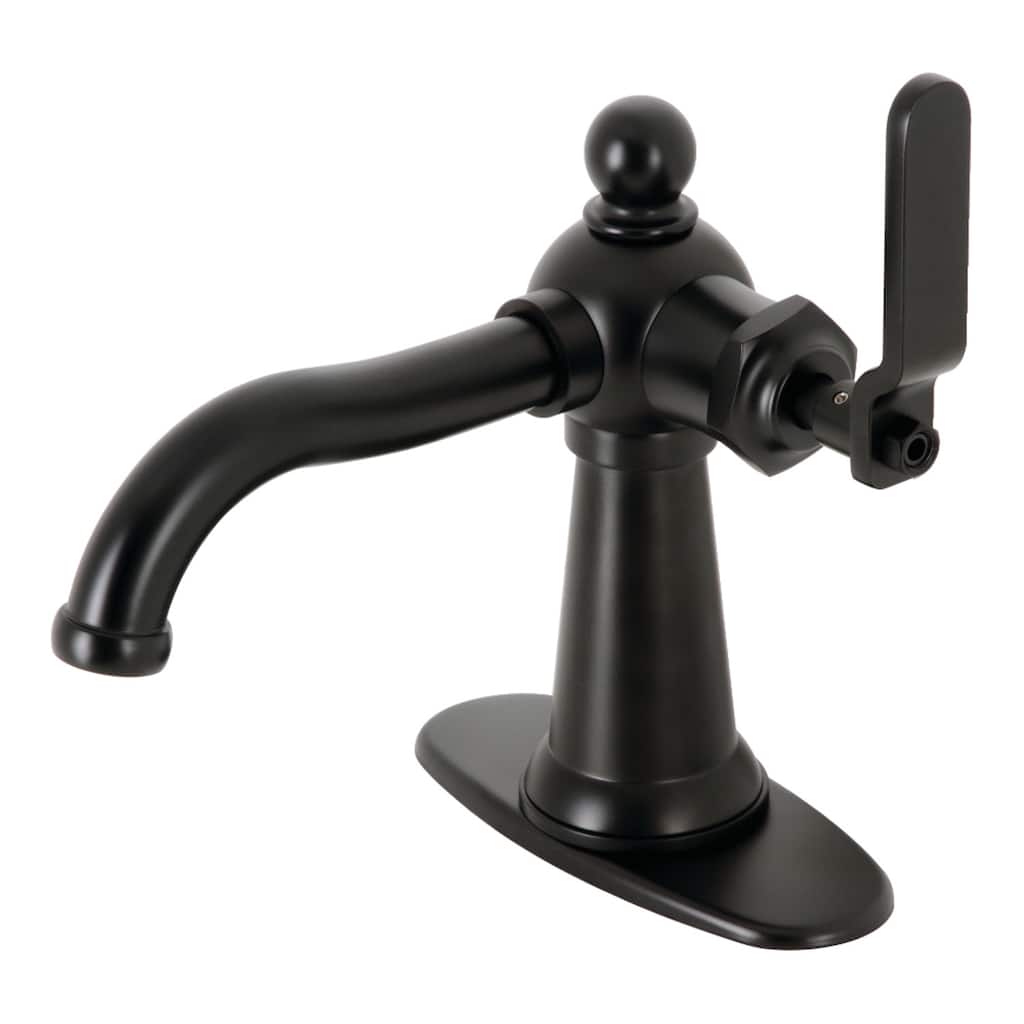 Kingston Brass Knight Single-Handle 1-Hole Deck Mount Bathroom Faucet with Push Pop-Up and Deck Plate