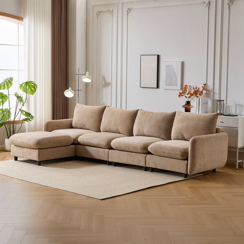 Christopher Knight Home - Evi Modern Modular Upholstery Sectional Sofa - Nomad-5 Pieces