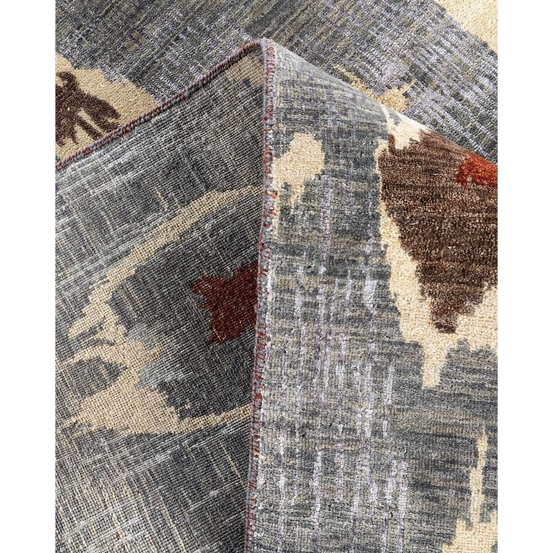 Ikat One-of-a-Kind Hand-Knotted Area Rug - Gray, 8' 3" x 10' 6" - 8' 3" x 10' 6"