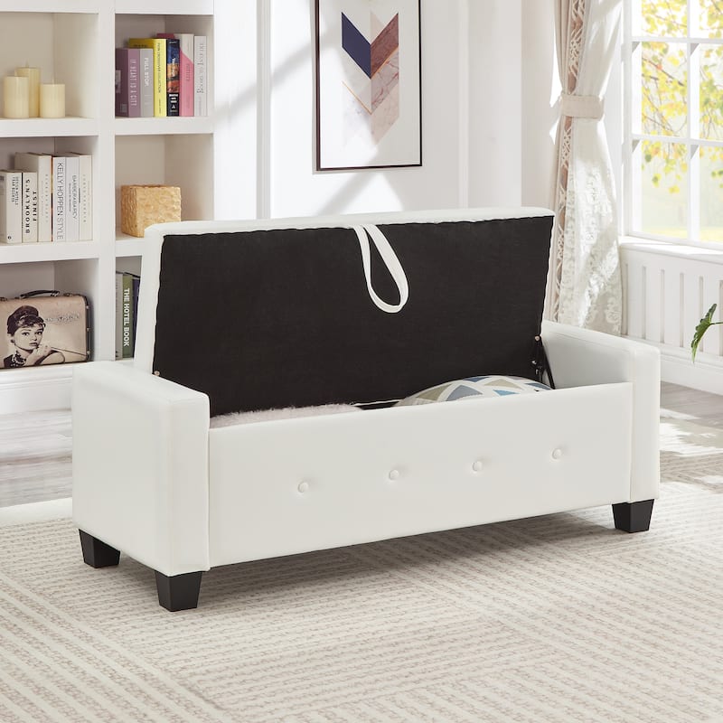 Multi-Functional 48" PU Leather Storage Ottoman Bench for Hallway & Entryway